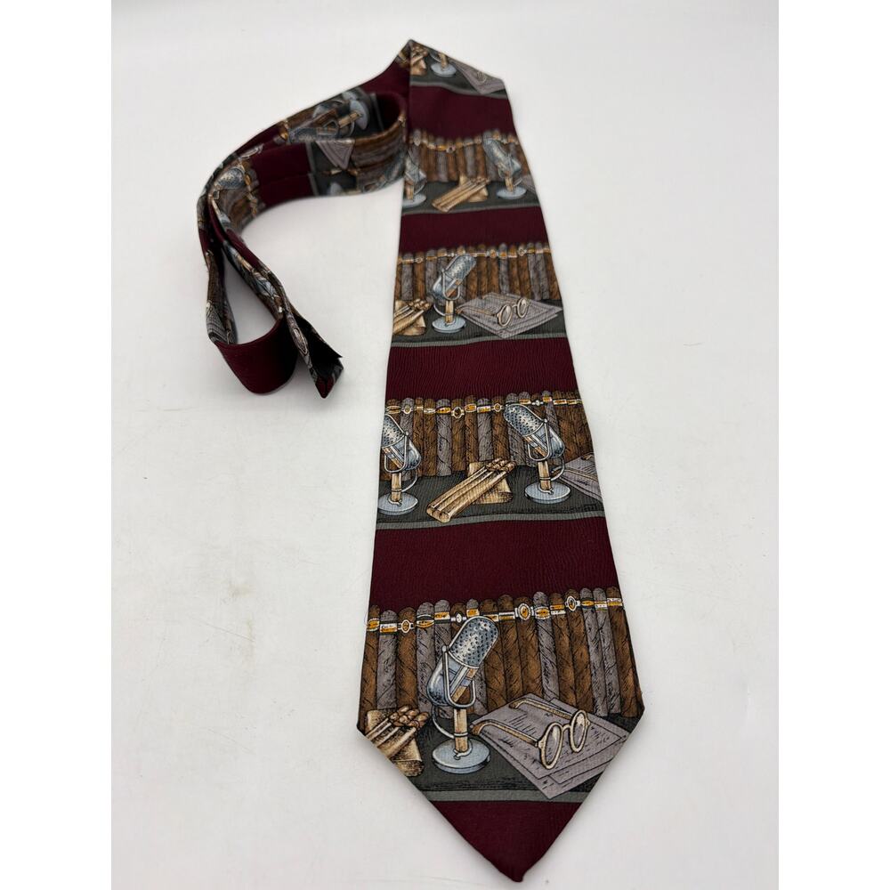 Silk Tie‎ Cigar Radio Necktie Mens Quote Me Will Rogers Microphone 60"x 3.75"